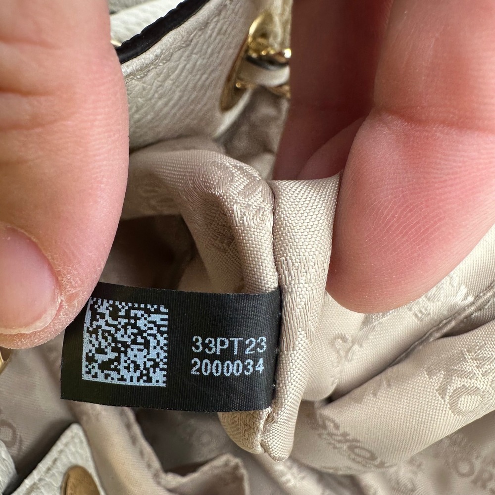 Michael Kors White Leather Drawstring Bucket Bag Gold Chain Shoulder Strap - Picture 4 of 14